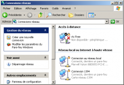 Connexions réseau sur Windows XP